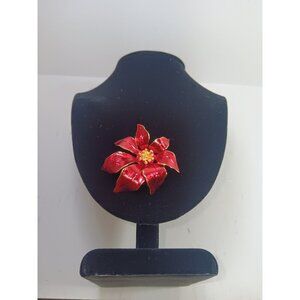 Cerrito Signed Christmas Holiday Enamel Poinsettia Brooch